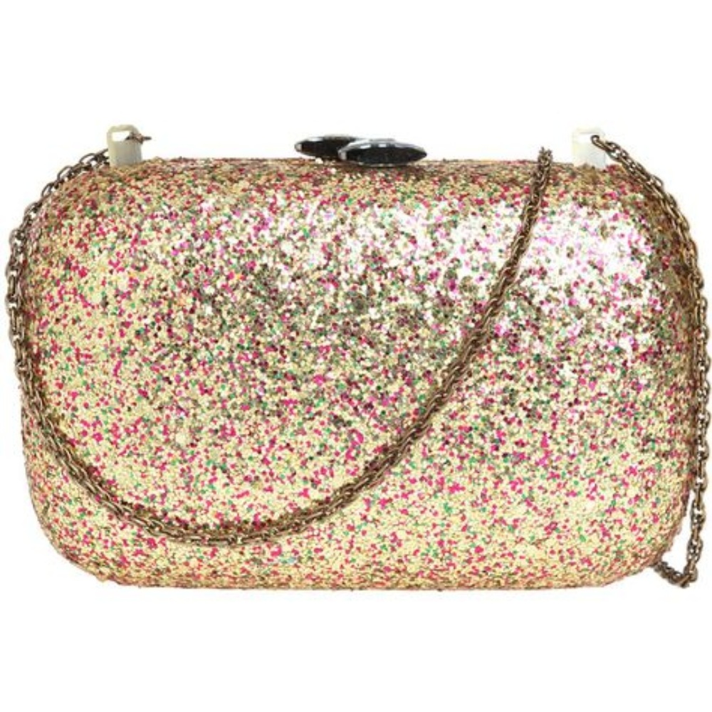 Serpui Marie Glitter Minaudiere -- Gold Clutch